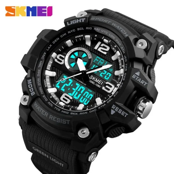 SKMEI 1283 Sport Watch Men Military 5Bar Waterproof Quartz Dual Display Wristwatch