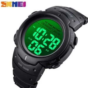 SKMEI 1560 Sport Fitness Watches Mens Digital 100M Waterproof Wrist Watch Men 2 Time