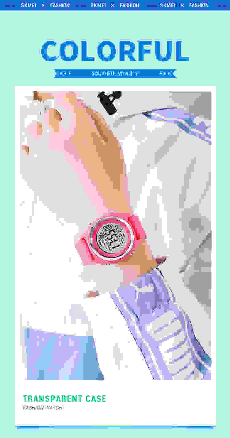 SKMEI Fashion Back Light Display Countdown Digital Watches Women Stopwatch Lady Wristwatch 50M Waterproof Shockproof reloj mujer