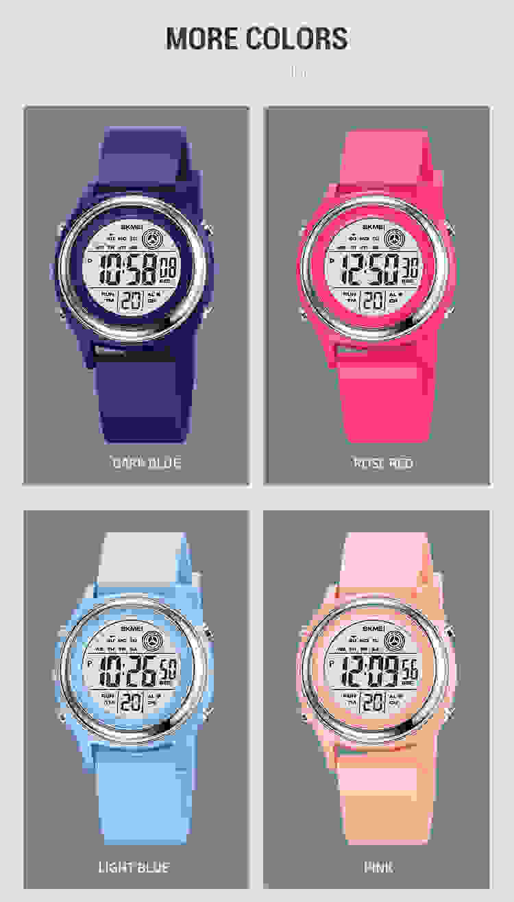 SKMEI Fashion Back Light Display Countdown Digital Watches Women Stopwatch Lady Wristwatch 50M Waterproof Shockproof reloj mujer