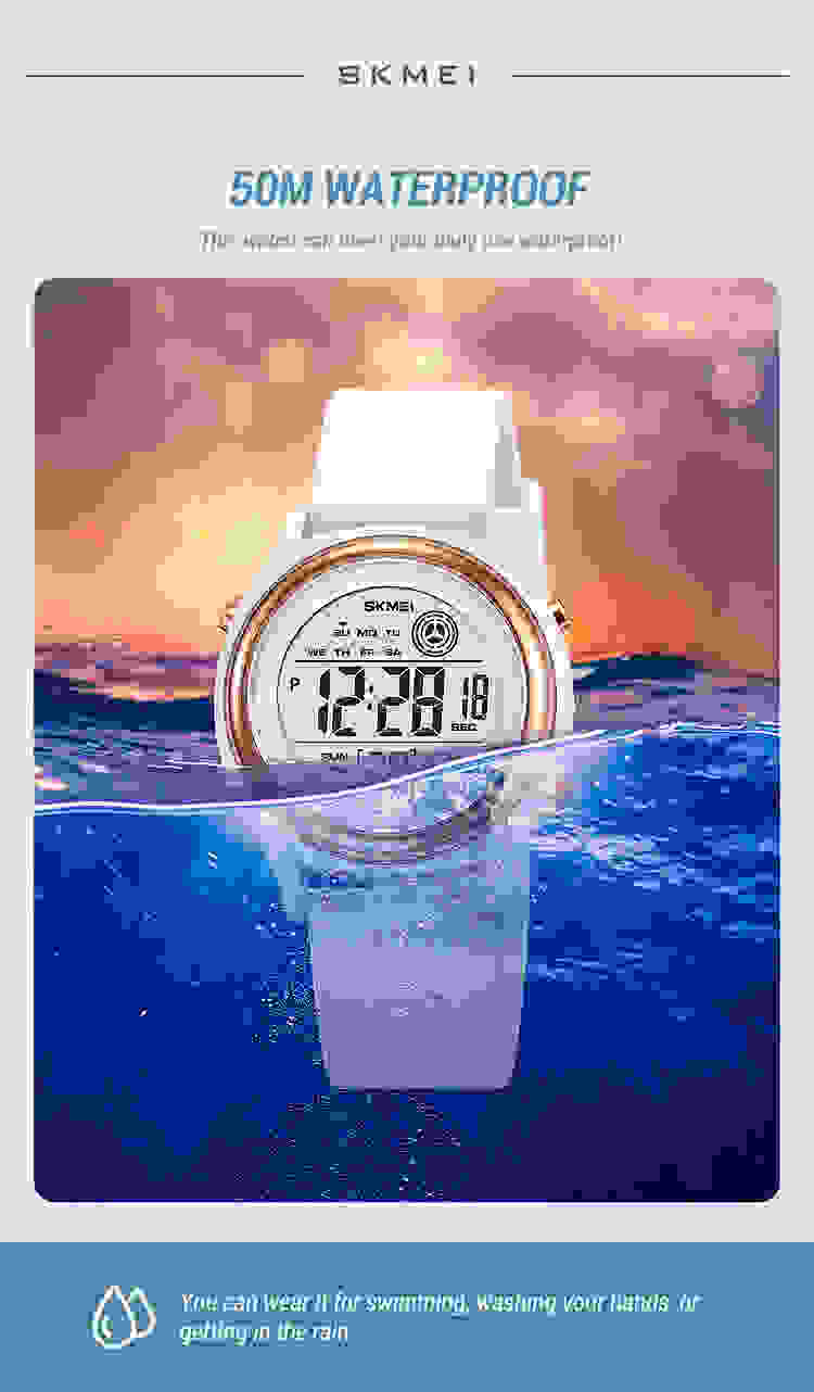 SKMEI Fashion Back Light Display Countdown Digital Watches Women Stopwatch Lady Wristwatch 50M Waterproof Shockproof reloj mujer