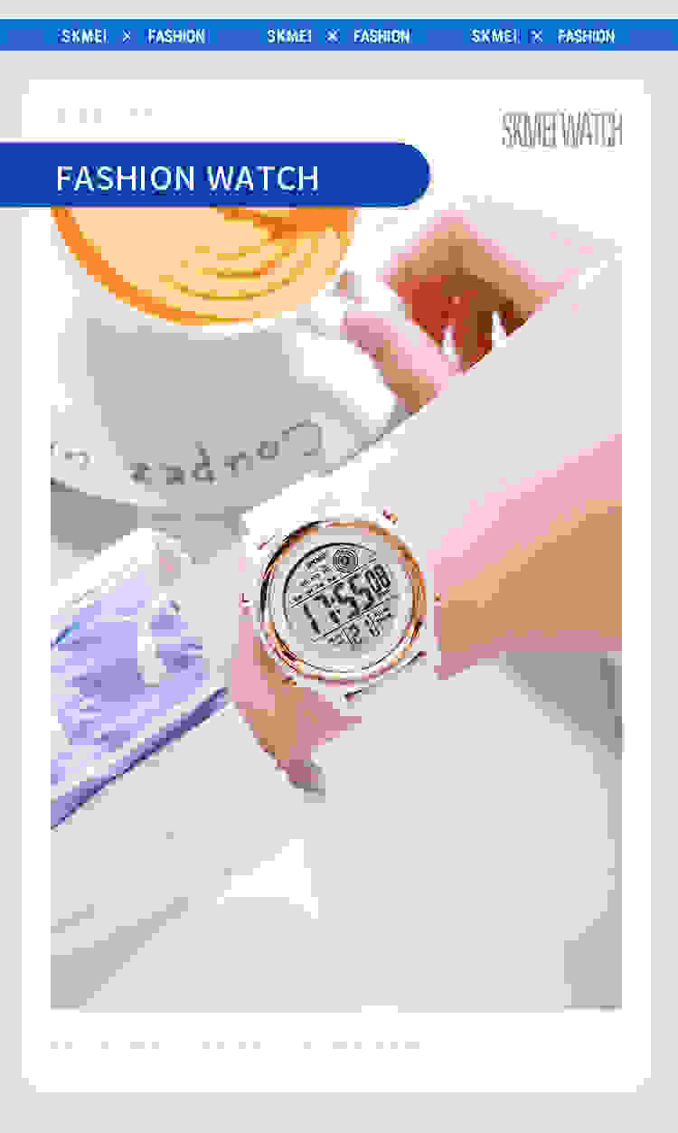 SKMEI Fashion Back Light Display Countdown Digital Watches Women Stopwatch Lady Wristwatch 50M Waterproof Shockproof reloj mujer