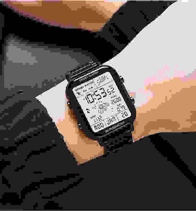 SKMEI Fashion Sport Pedometer Calorie Calculation Digital Watches Men Stopwatch Countdown Wristwatch Calendar Clock reloj hombre