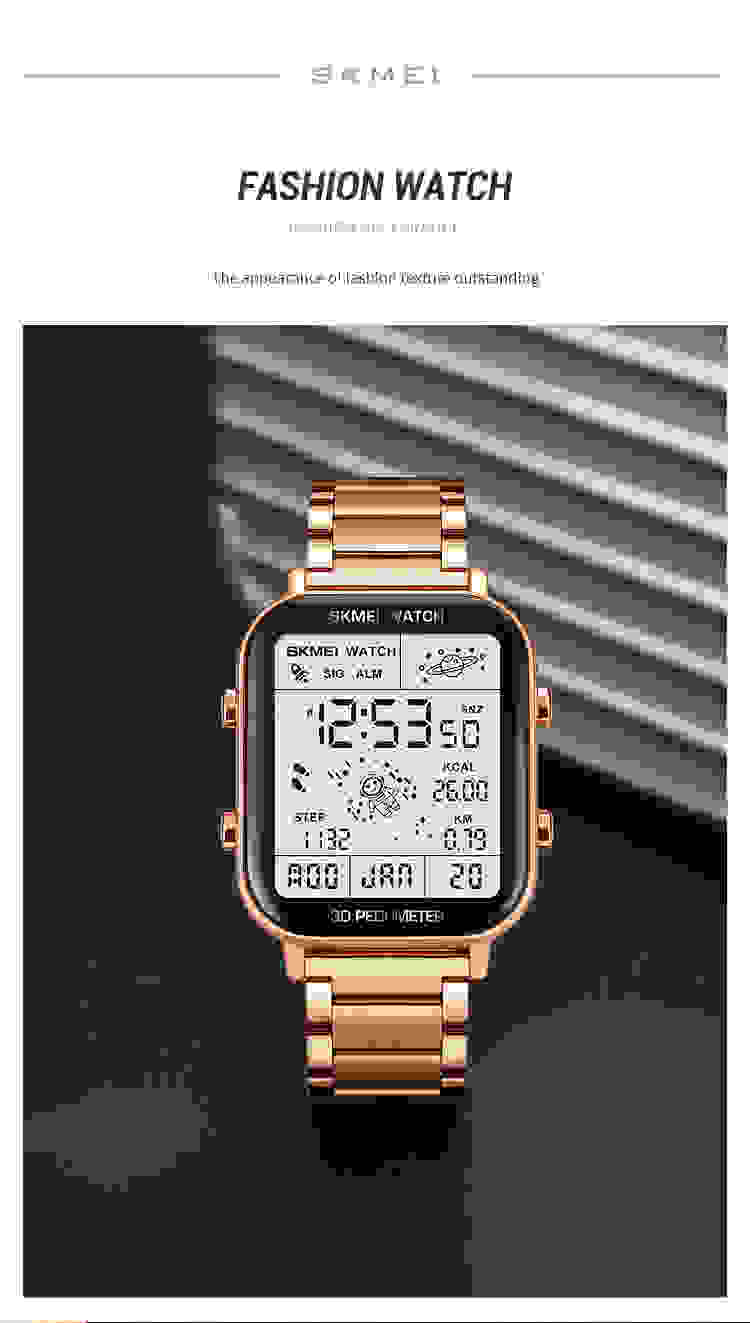 SKMEI Fashion Sport Pedometer Calorie Calculation Digital Watches Men Stopwatch Countdown Wristwatch Calendar Clock reloj hombre