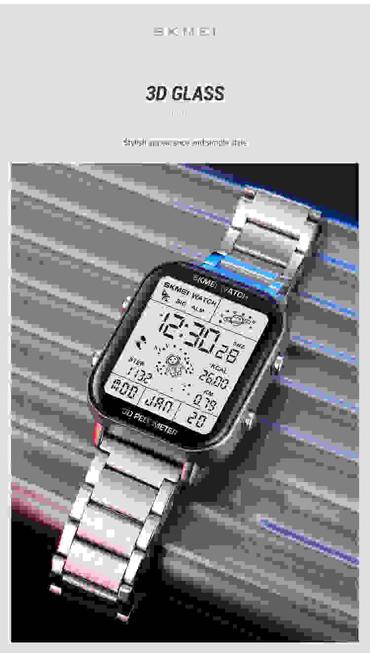 SKMEI Fashion Sport Pedometer Calorie Calculation Digital Watches Men Stopwatch Countdown Wristwatch Calendar Clock reloj hombre