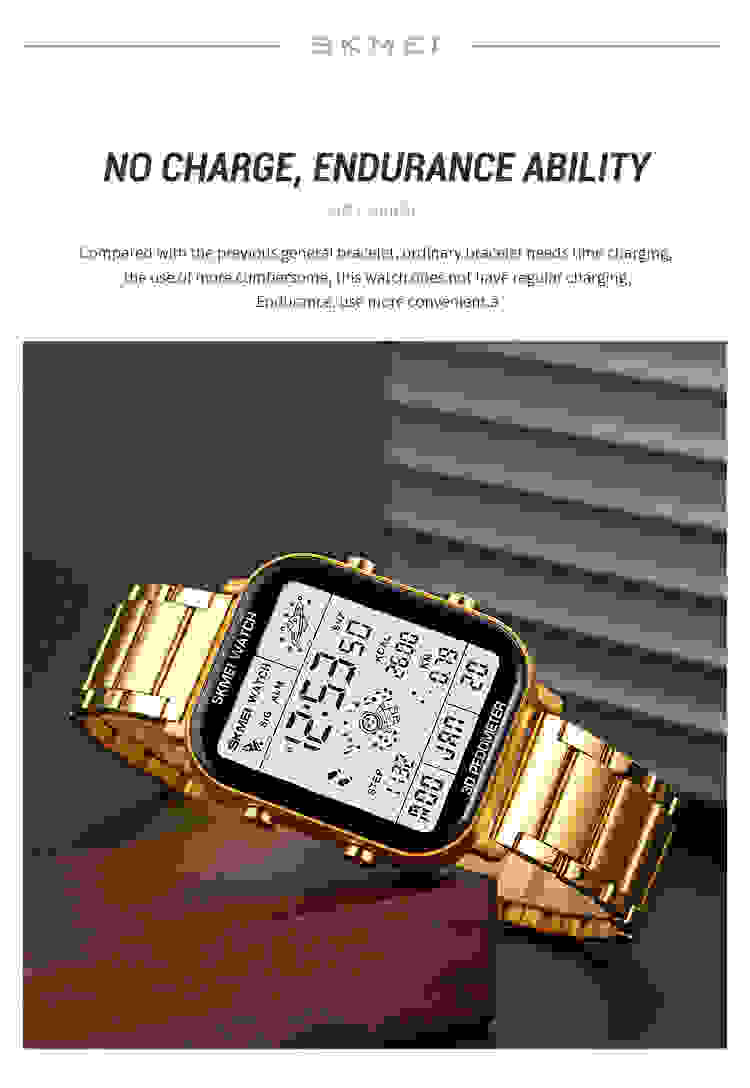 SKMEI Fashion Sport Pedometer Calorie Calculation Digital Watches Men Stopwatch Countdown Wristwatch Calendar Clock reloj hombre