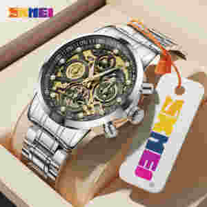 SKMEI 7059 Stainless Steel Chronograph Wristwatch Mens Japan Quartz movement
