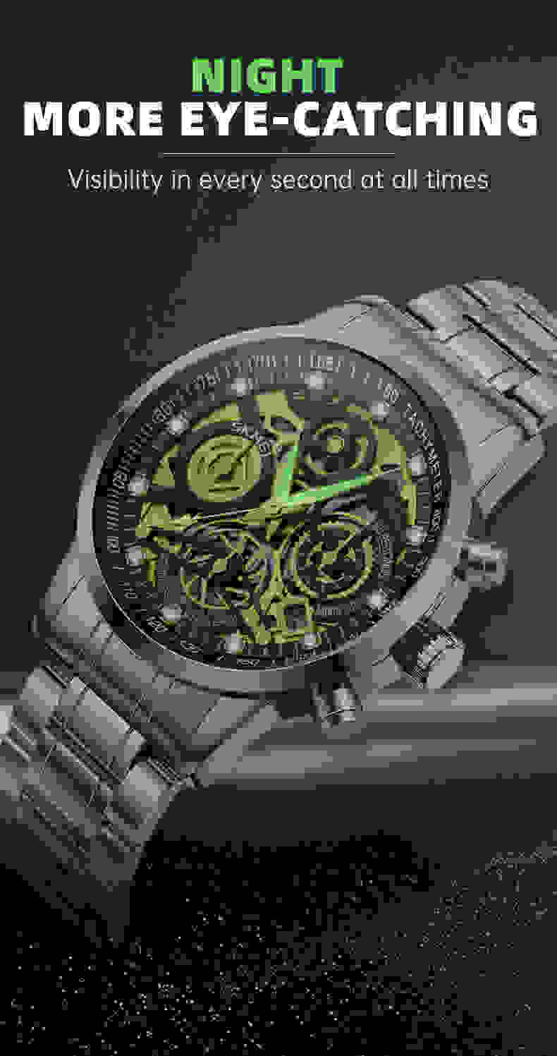SKMEI New Luxury Stainless Steel Chronograph Wristwatch Mens Japan Quartz movement Calendar Watches Waterproof Relogio Masculino
