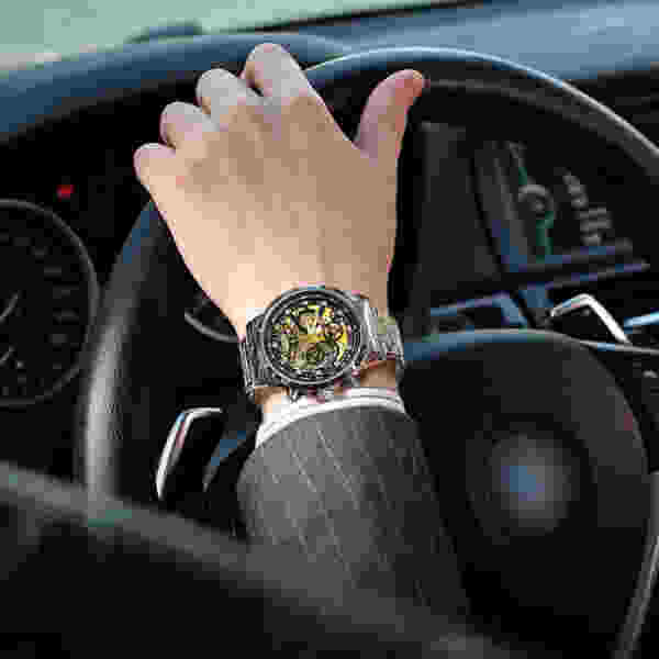 SKMEI 7059 Stainless Steel Chronograph Wristwatch Mens Japan Quartz movement - Image 4