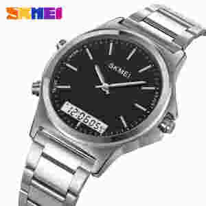 SKMEI 2120 Full Steel 3 Time Back Light Display Digital Chrono Sport Watch