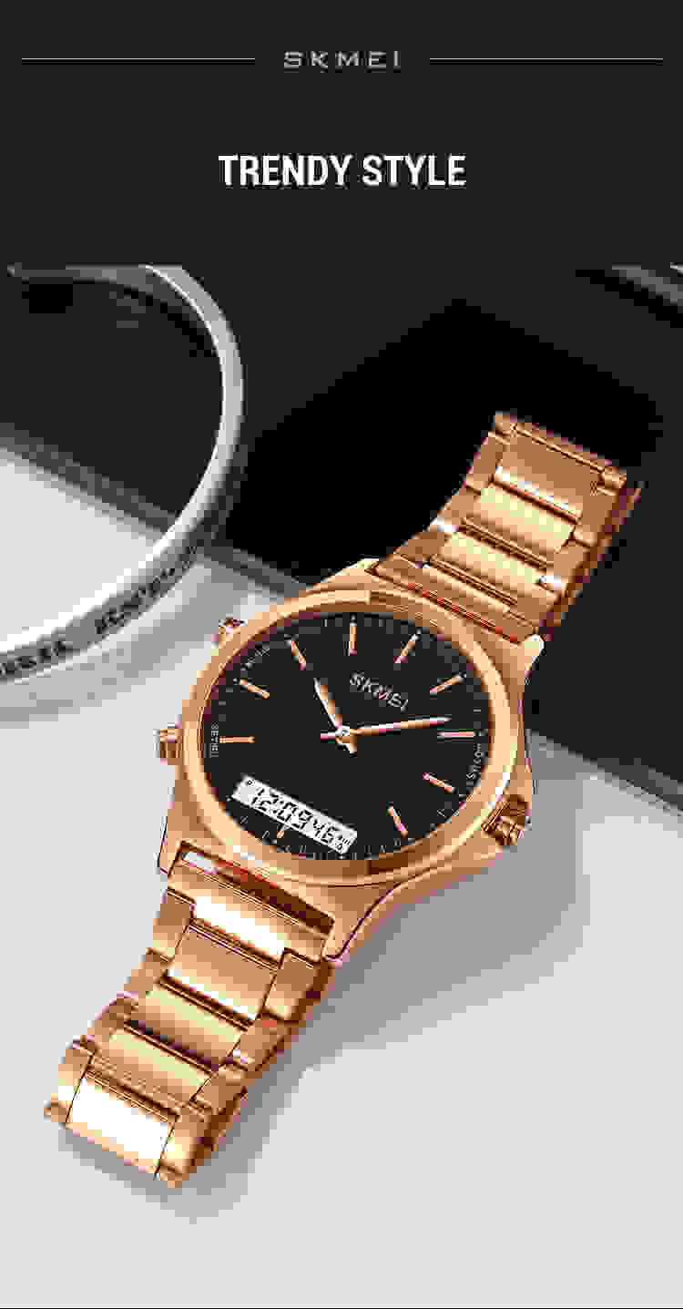 SKMEI Full Steel 3 Time Back Light Display Digital Chrono Sport Watches Mens Waterproof Alarm Wristwatches Clock reloj hombre