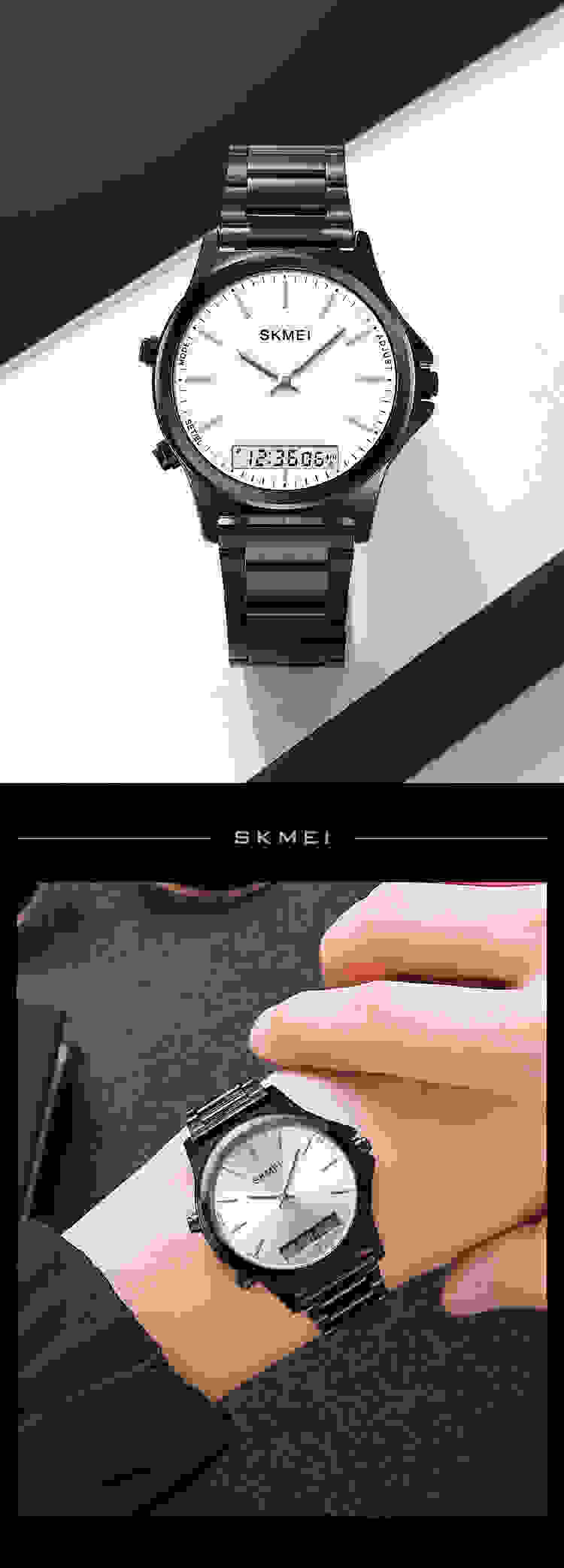 SKMEI Full Steel 3 Time Back Light Display Digital Chrono Sport Watches Mens Waterproof Alarm Wristwatches Clock reloj hombre