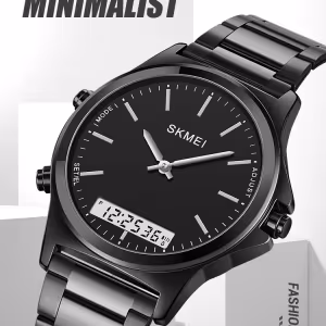 SKMEI 2120 Full Steel 3 Time Chrono Sports Watch with Back Light (30M Waterproof)