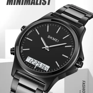 SKMEI 2120 Full Steel 3 Time Chrono Sports Watch with Back Light (30M Waterproof)