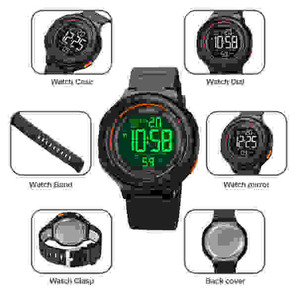 SKMEI 1841 Japan Digital movement LED Light Countdown Mens Sport Watch - Image 5