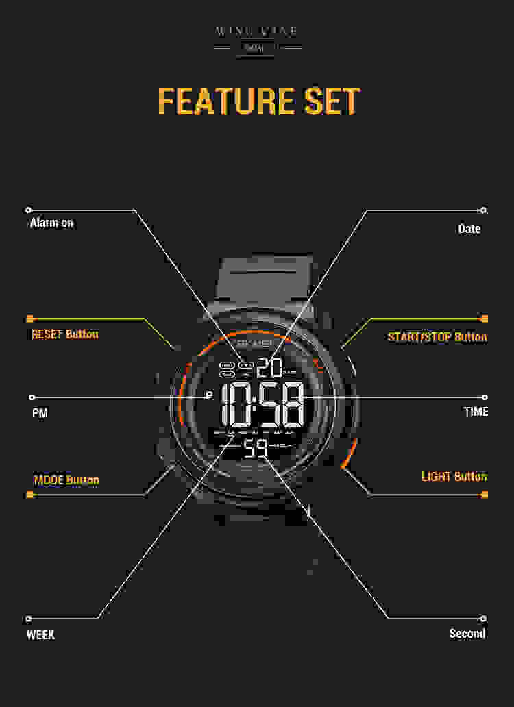 SKMEI Japan Digital movement LED Light Countdown Mens Sport Watches Fashion Camouflage 5Bar Waterproof Wristwatch Alarm Clock