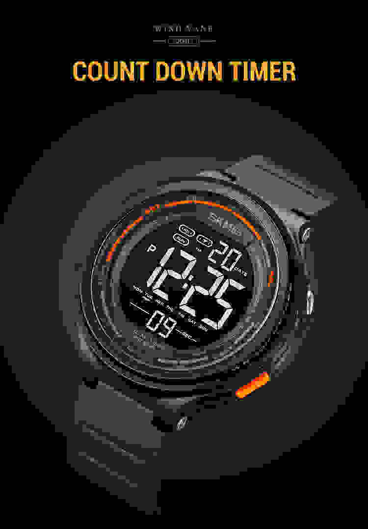 SKMEI Japan Digital movement LED Light Countdown Mens Sport Watches Fashion Camouflage 5Bar Waterproof Wristwatch Alarm Clock