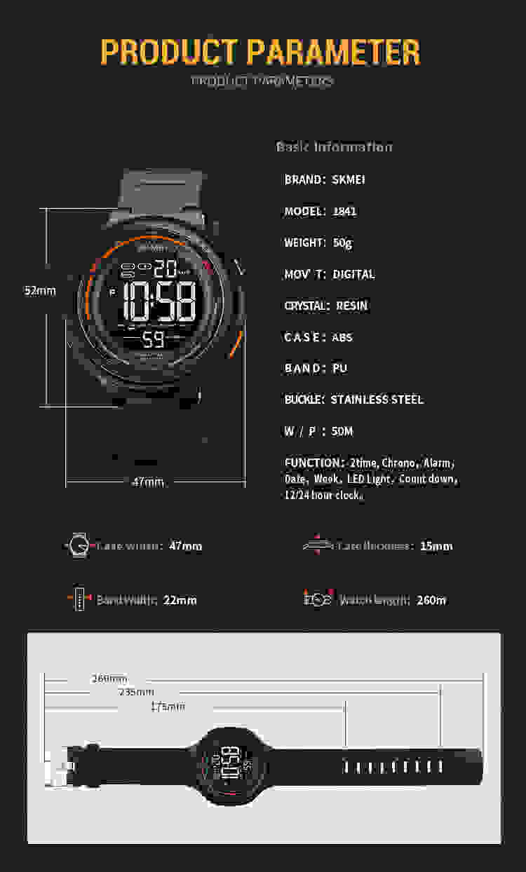 SKMEI Japan Digital movement LED Light Countdown Mens Sport Watches Fashion Camouflage 5Bar Waterproof Wristwatch Alarm Clock