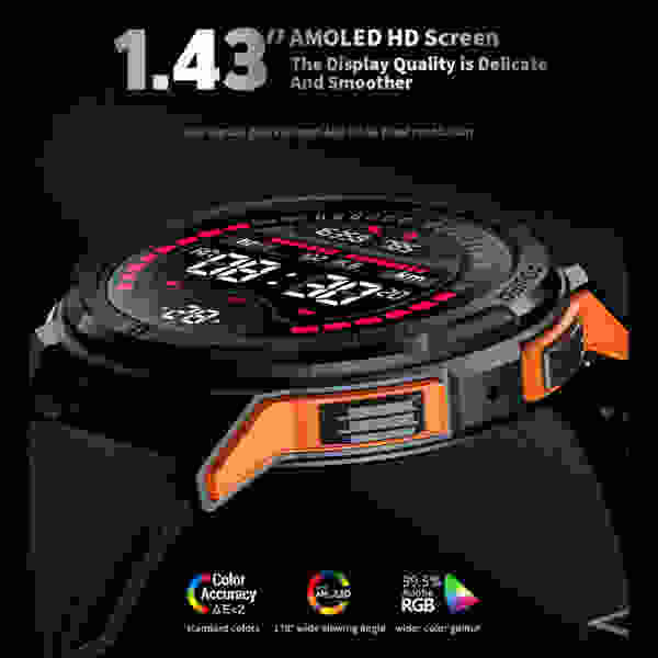 SKMEI C25 410mAh AMOLED Smartwatch 1.43 inch 1ATM Waterproof Heart Rate Monitor Pedometer Bluetooth - Image 2