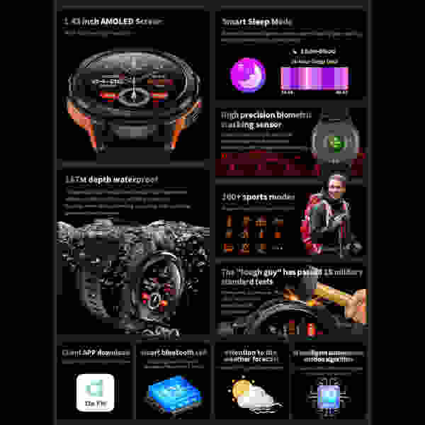 SKMEI C25 410mAh AMOLED Smartwatch 1.43 inch 1ATM Waterproof Heart Rate Monitor Pedometer Bluetooth - Image 5