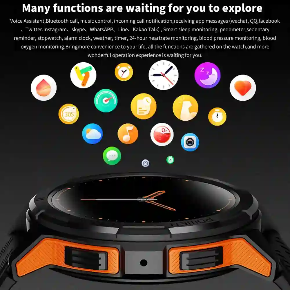 SKMEI Full Touch AMOLED Hours Display Bluetooth Call Digital Sport Watches Mens Pedometer Countdown Clock Waterproof Wristwatch