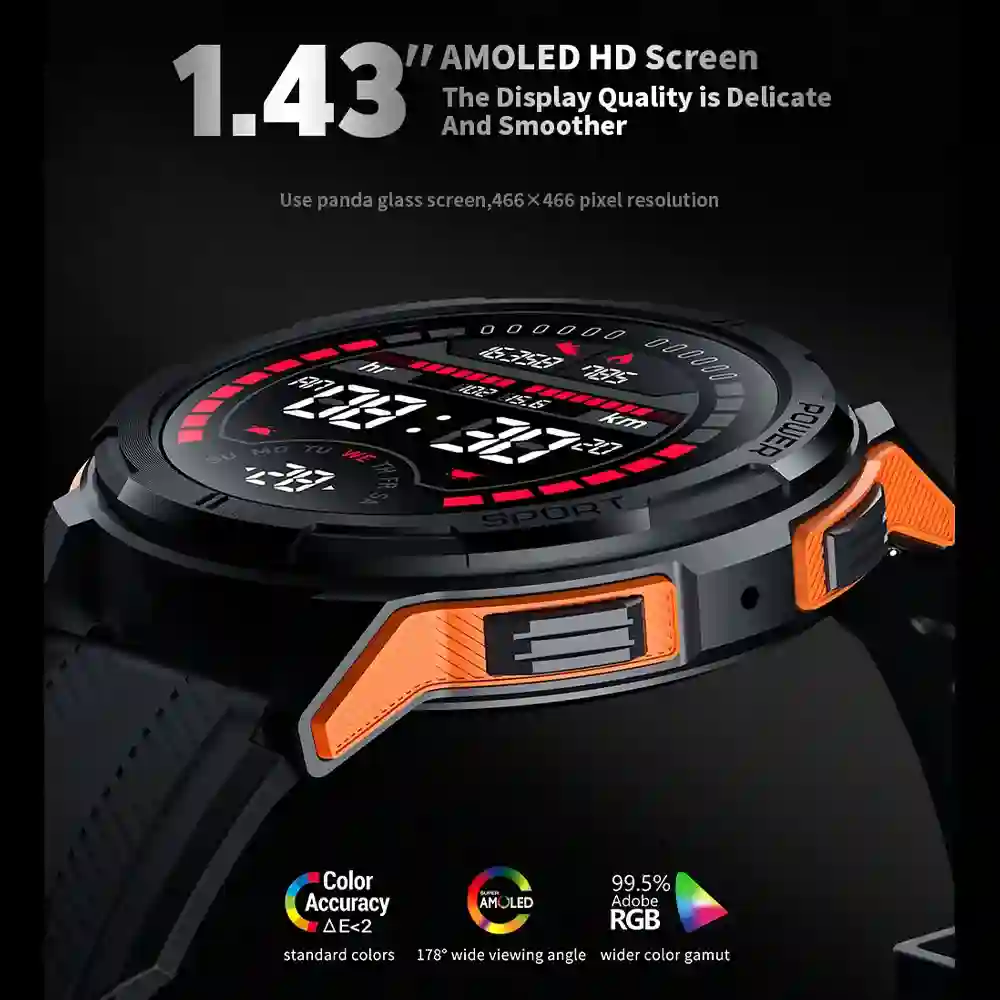 SKMEI Full Touch AMOLED Hours Display Bluetooth Call Digital Sport Watches Mens Pedometer Countdown Clock Waterproof Wristwatch