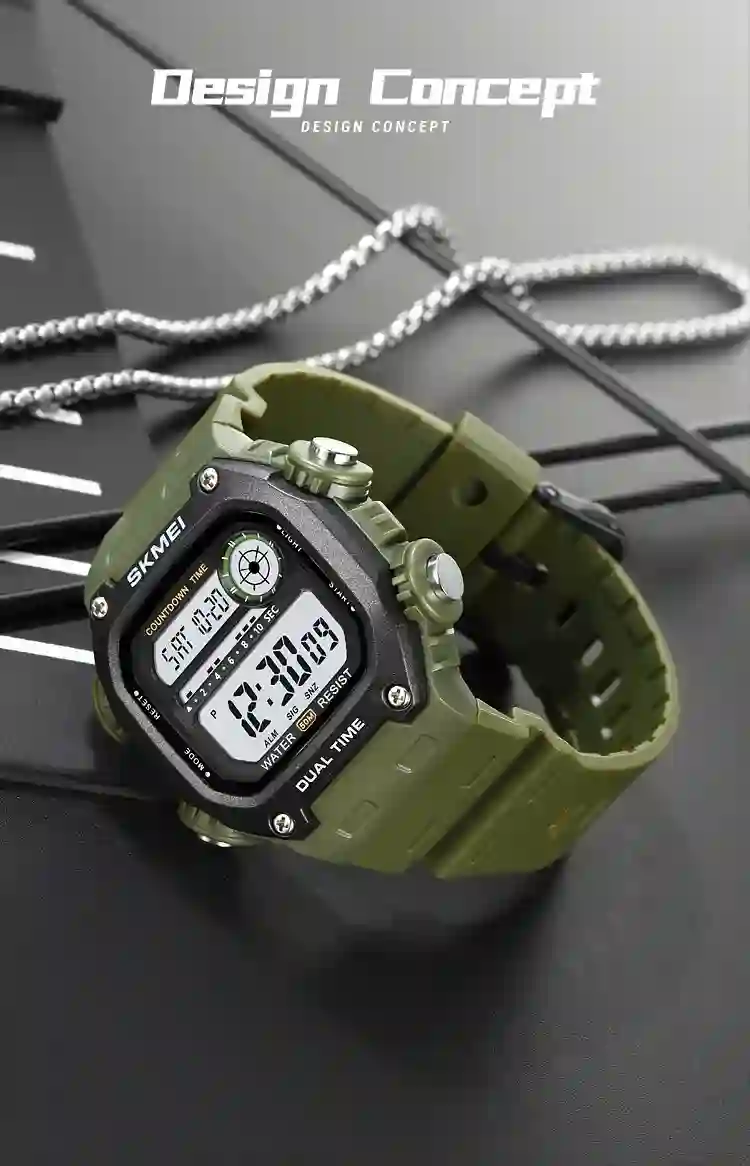 SKMEI Top Brand Back Light Dightal Countdown Sport Watches Mens Fashion 5Bar Waterproof Stopwatch Wristwatch Alarm montre homme