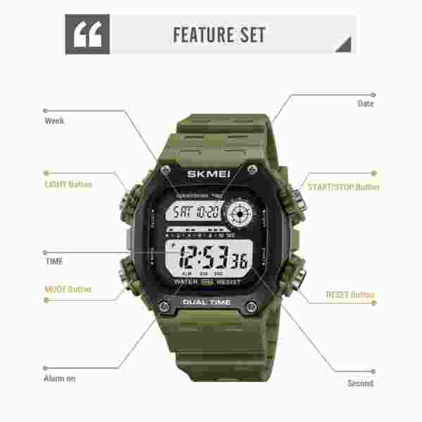 SKMEI 2126 Digital Countdown Sport Watch Mens Fashion 5 Bar Waterproof - Image 5