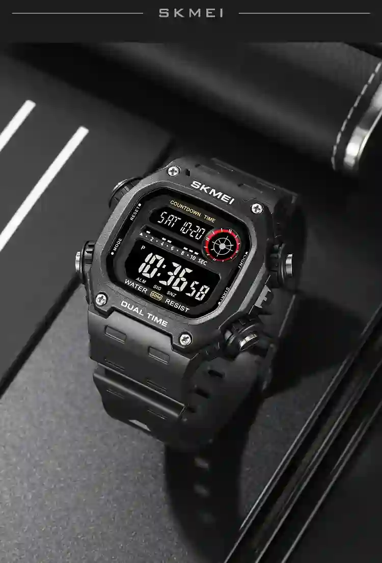 SKMEI Top Brand Back Light Dightal Countdown Sport Watches Mens Fashion 5Bar Waterproof Stopwatch Wristwatch Alarm montre homme