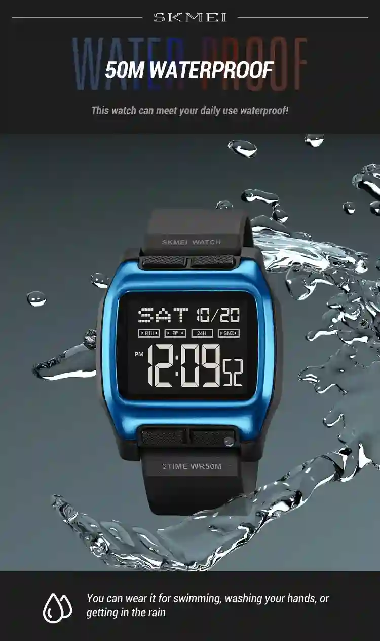 SKMEI Japan Digital movement Countdown Wristwatch For Mens 5Bar Waterproof back Light Display Chrono Watches Clock reloj hombre