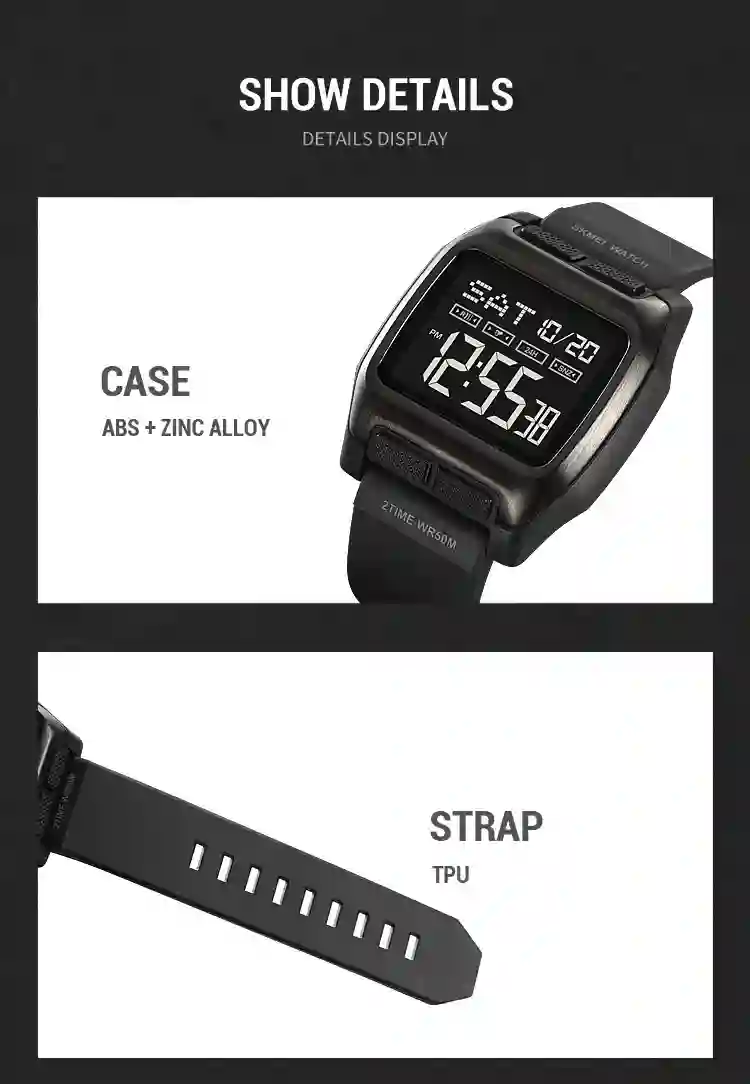 SKMEI Japan Digital movement Countdown Wristwatch For Mens 5Bar Waterproof back Light Display Chrono Watches Clock reloj hombre
