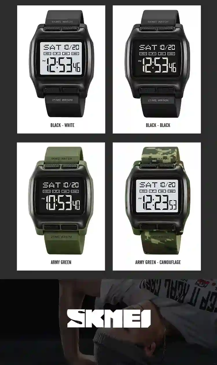 SKMEI Japan Digital movement Countdown Wristwatch For Mens 5Bar Waterproof back Light Display Chrono Watches Clock reloj hombre