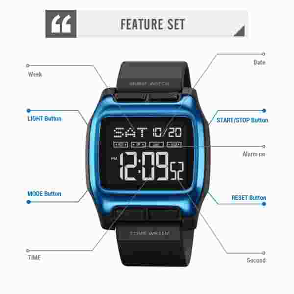 SKMEI 2193 Japan Digital movement Countdown Wristwatch For Mens 5Bar Waterproof - Image 5