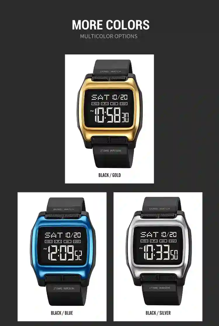SKMEI Japan Digital movement Countdown Wristwatch For Mens 5Bar Waterproof back Light Display Chrono Watches Clock reloj hombre