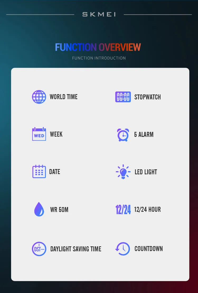 SKMEI 2100 Outdoor Men Digital Watch Colourful LED Display Watches Waterproof Shock Resistant Mens Wristwatch Clock reloj hombre