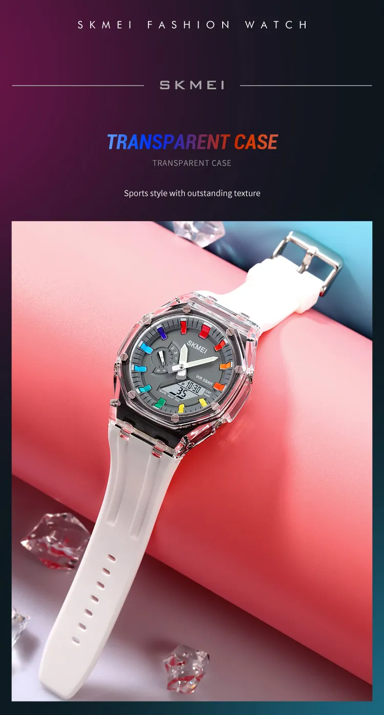 SKMEI 2100 Outdoor Men Digital Watch Colourful LED Display Watches Waterproof Shock Resistant Mens Wristwatch Clock reloj hombre