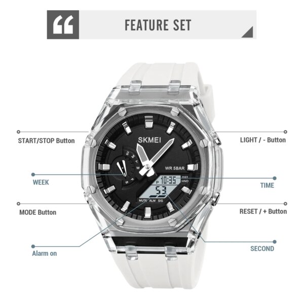 SKMEI 2100 Outdoor Men Digital Watch Colourful LED Display Watch - Image 5
