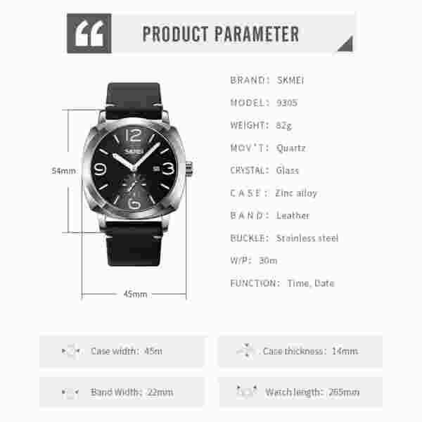 SKMEI 9305 Luxury Quartz Men Wristwatch Fashion Waterproof - Image 6