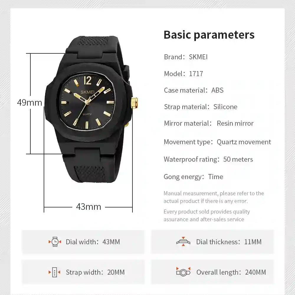 SKMEI 1717 Casual Waterproof Men Women Quartz Watch Fashion Sport Mens Wristwatches Date Calendar Girl Man Clock reloj hombre