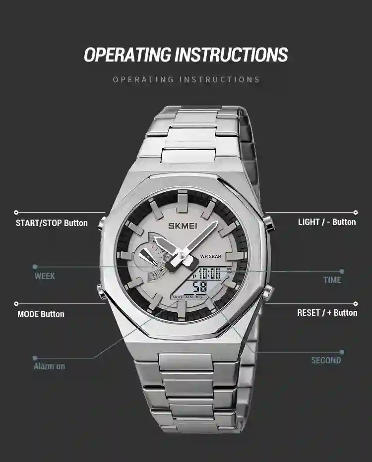 SKMEI 1816 Quartz Business Watch Men Digital Dual Time Display Waterproof Men's Clock Sport Wrist Male Watches Reloj Hombre