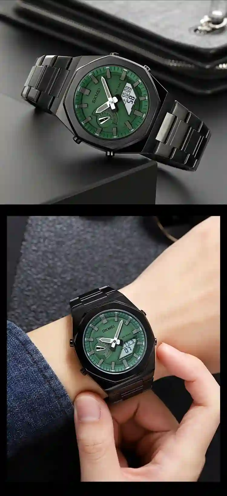 SKMEI 1816 Quartz Business Watch Men Digital Dual Time Display Waterproof Men's Clock Sport Wrist Male Watches Reloj Hombre