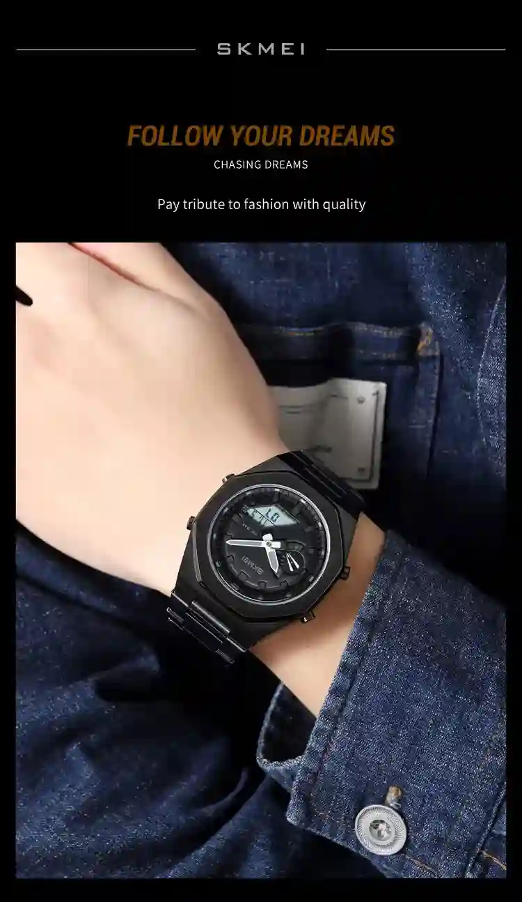 SKMEI 1816 Quartz Business Watch Men Digital Dual Time Display Waterproof Men's Clock Sport Wrist Male Watches Reloj Hombre