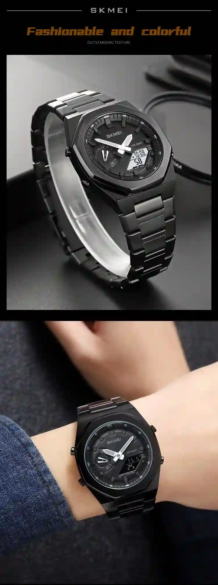 SKMEI 1816 Quartz Business Watch Men Digital Dual Time Display Waterproof Men's Clock Sport Wrist Male Watches Reloj Hombre