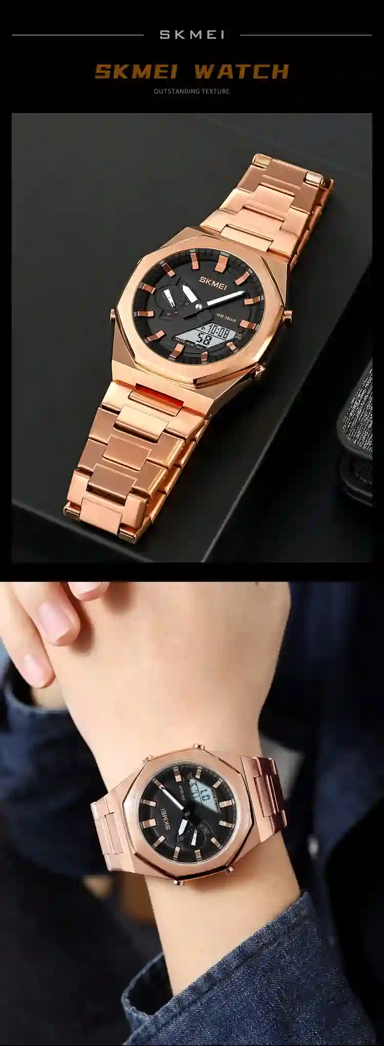 SKMEI 1816 Quartz Business Watch Men Digital Dual Time Display Waterproof Men's Clock Sport Wrist Male Watches Reloj Hombre
