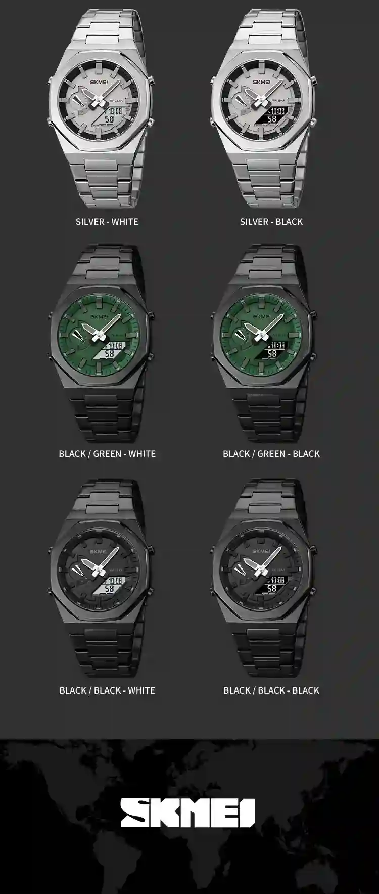 SKMEI 1816 Quartz Business Watch Men Digital Dual Time Display Waterproof Men's Clock Sport Wrist Male Watches Reloj Hombre