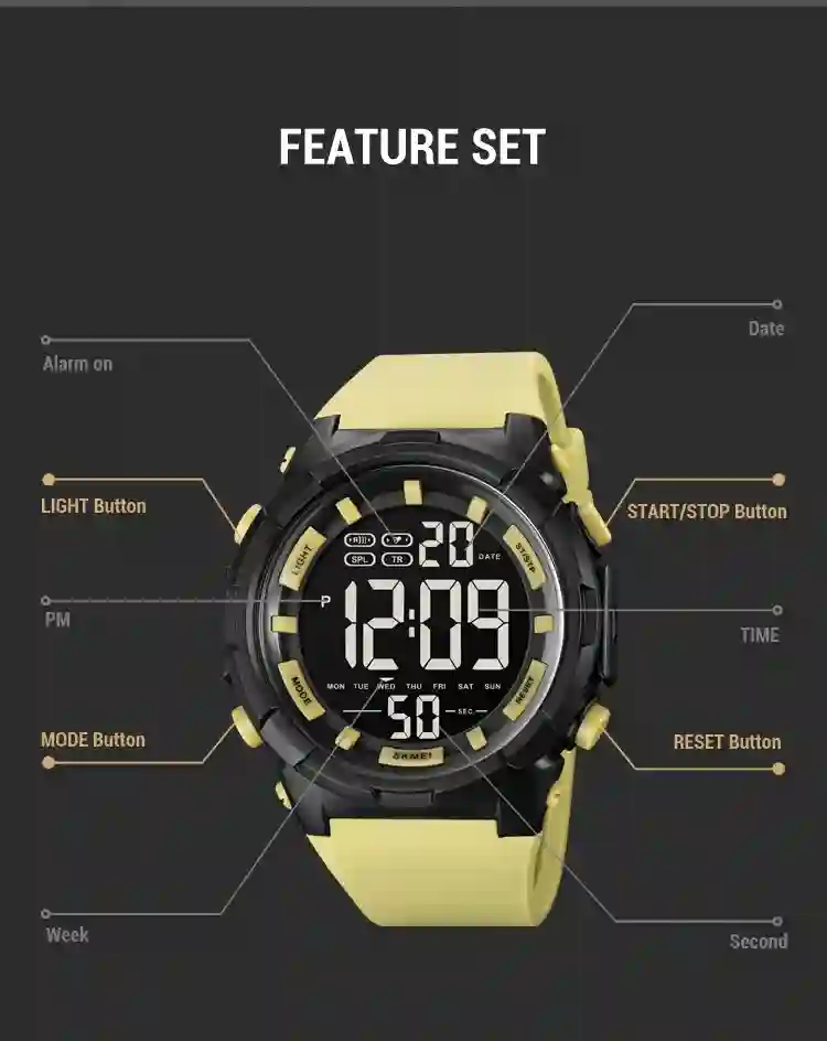 SKMEI 1845 Outdoor Military Sports Digital Mens Watches Countdown Waterproof Electronic Wristwatches Men Clock Relogio Masculino