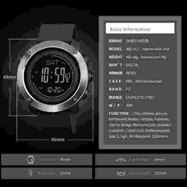 SKMEI 1427 | SKMEI 1418 Fashion Military Waterproof Men Digital Watch Compass Weather - Image 3