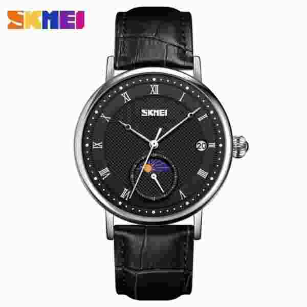 SKMEI 9308 Men Quartz Watch Hour Markers Sun Moon Stars Date Calendar Waterproof - Image 2