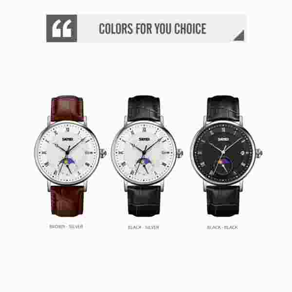 SKMEI 9308 Men Quartz Watch Hour Markers Sun Moon Stars Date Calendar Waterproof - Image 5