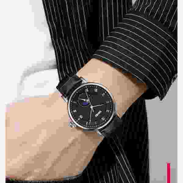 SKMEI 9308 Men Quartz Watch Hour Markers Sun Moon Stars Date Calendar Waterproof - Image 3